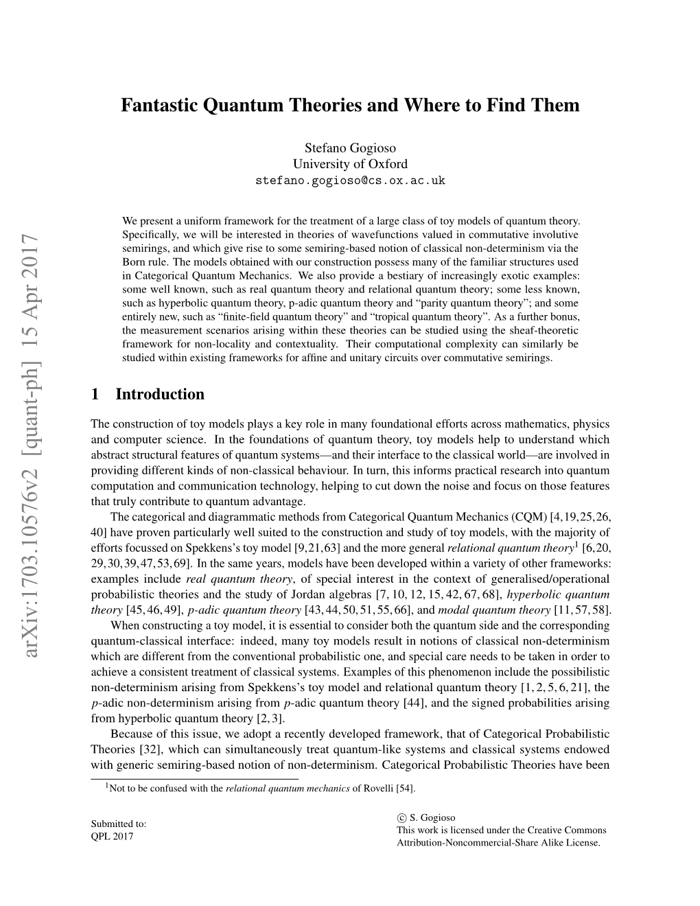 Arxiv:1703.10576V2 [Quant-Ph] 15 Apr 2017