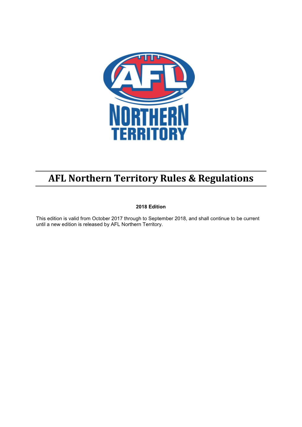 AFL Northern Territory Rules & Regulations