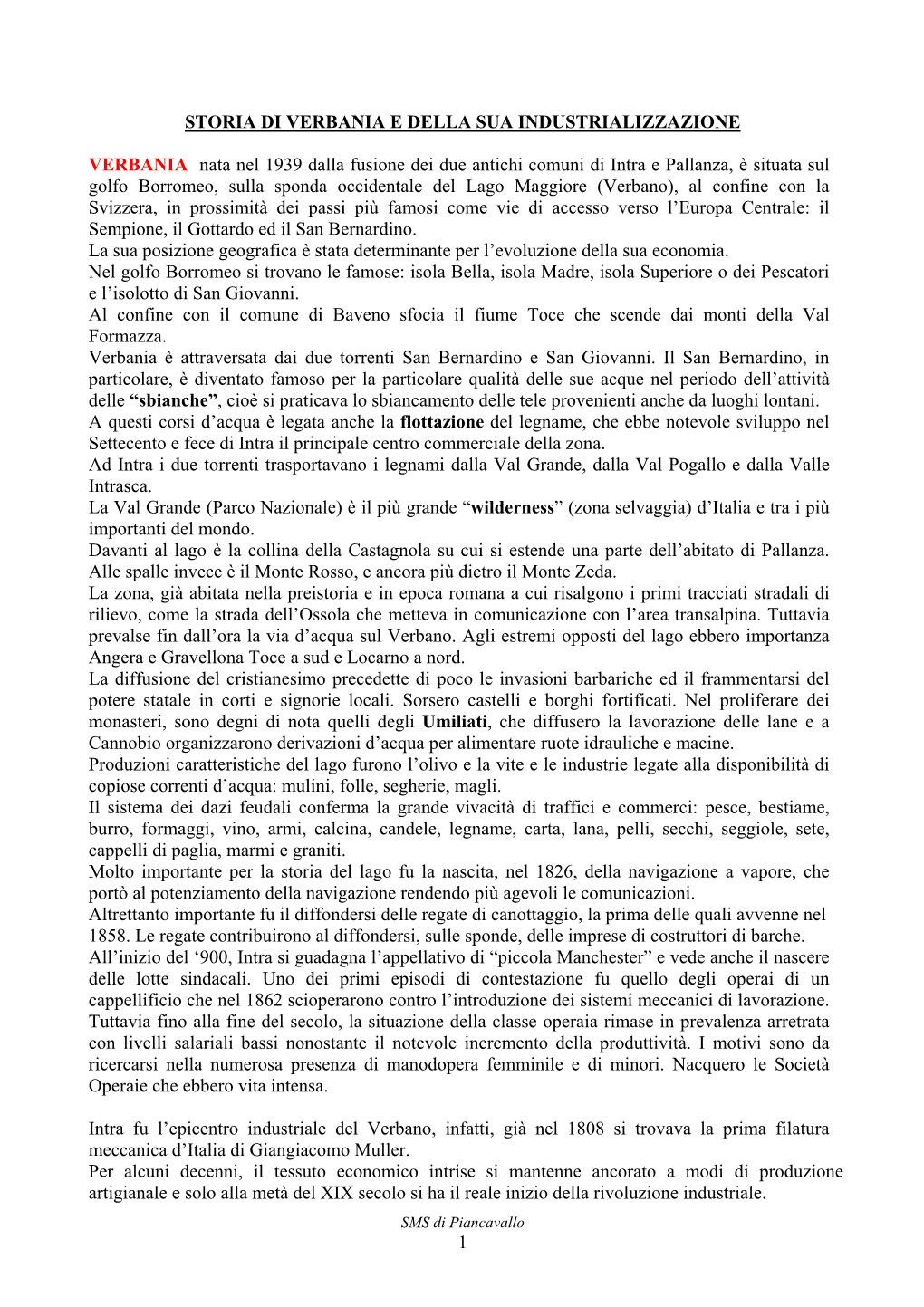 Storia Di Verbania E Della Sua Industrializzazione