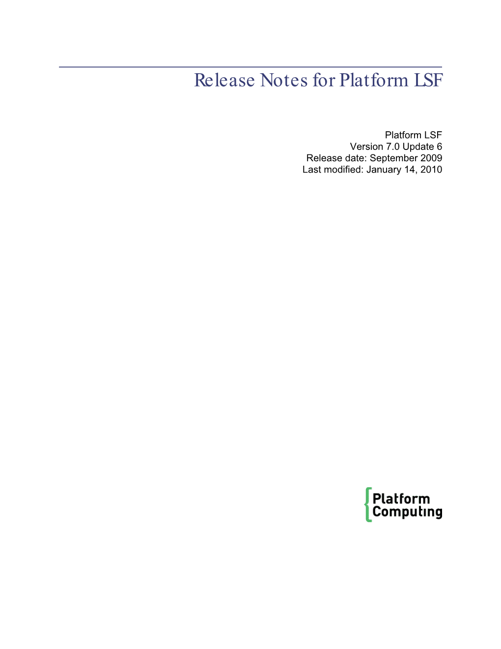 Release Notes for Platform LSF