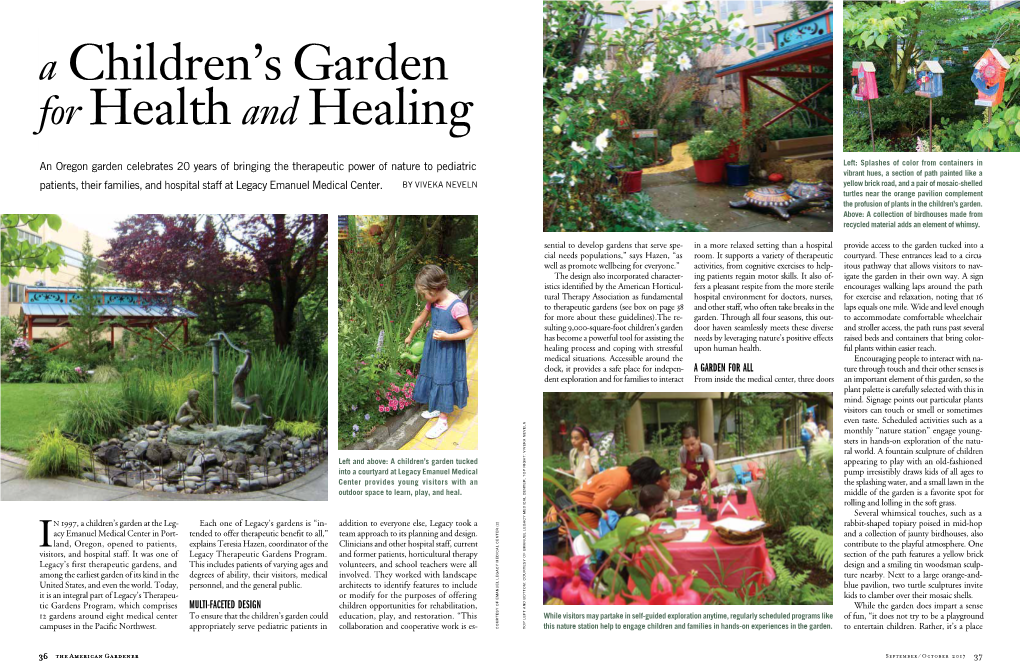 A Children's Garden for Health and Healing