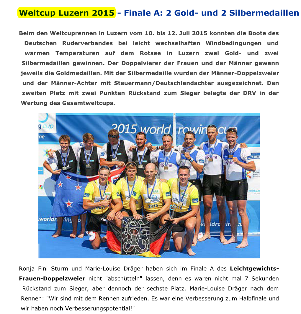 Ruder Weltcup 2015 Luzern