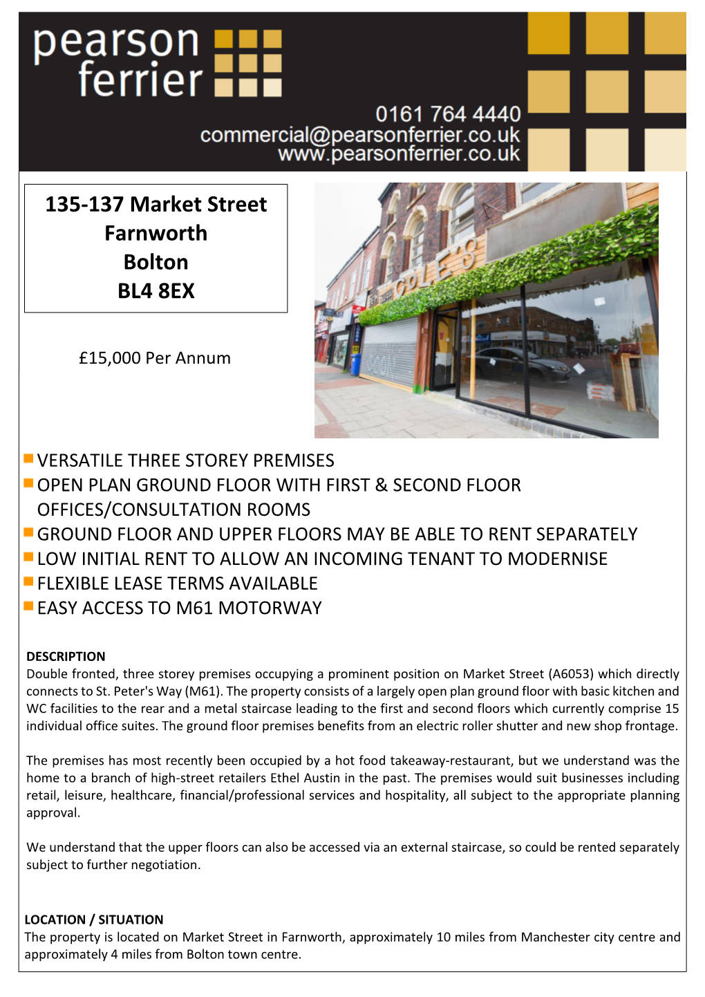 135-137 Market Street Farnworth Bolton BL4 8EX