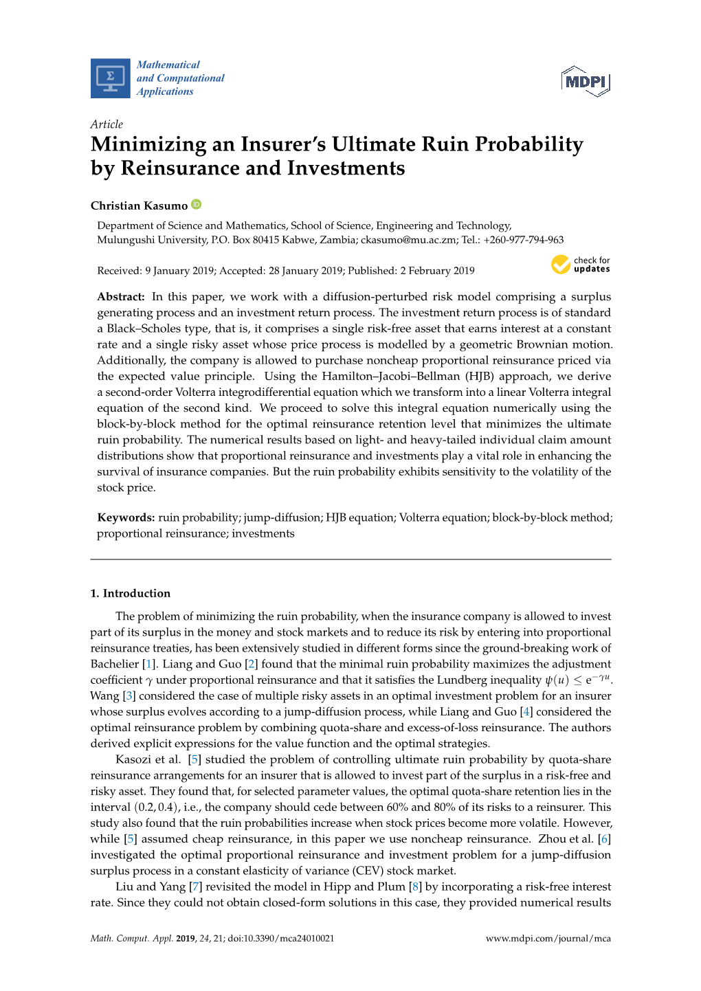 Minimizing an Insurer's Ultimate Ruin Probability by Reinsurance and Investments