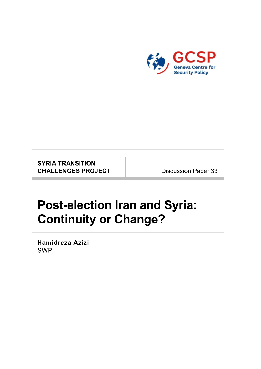 Post-Election Iran and Syria: Continuity Or Change?