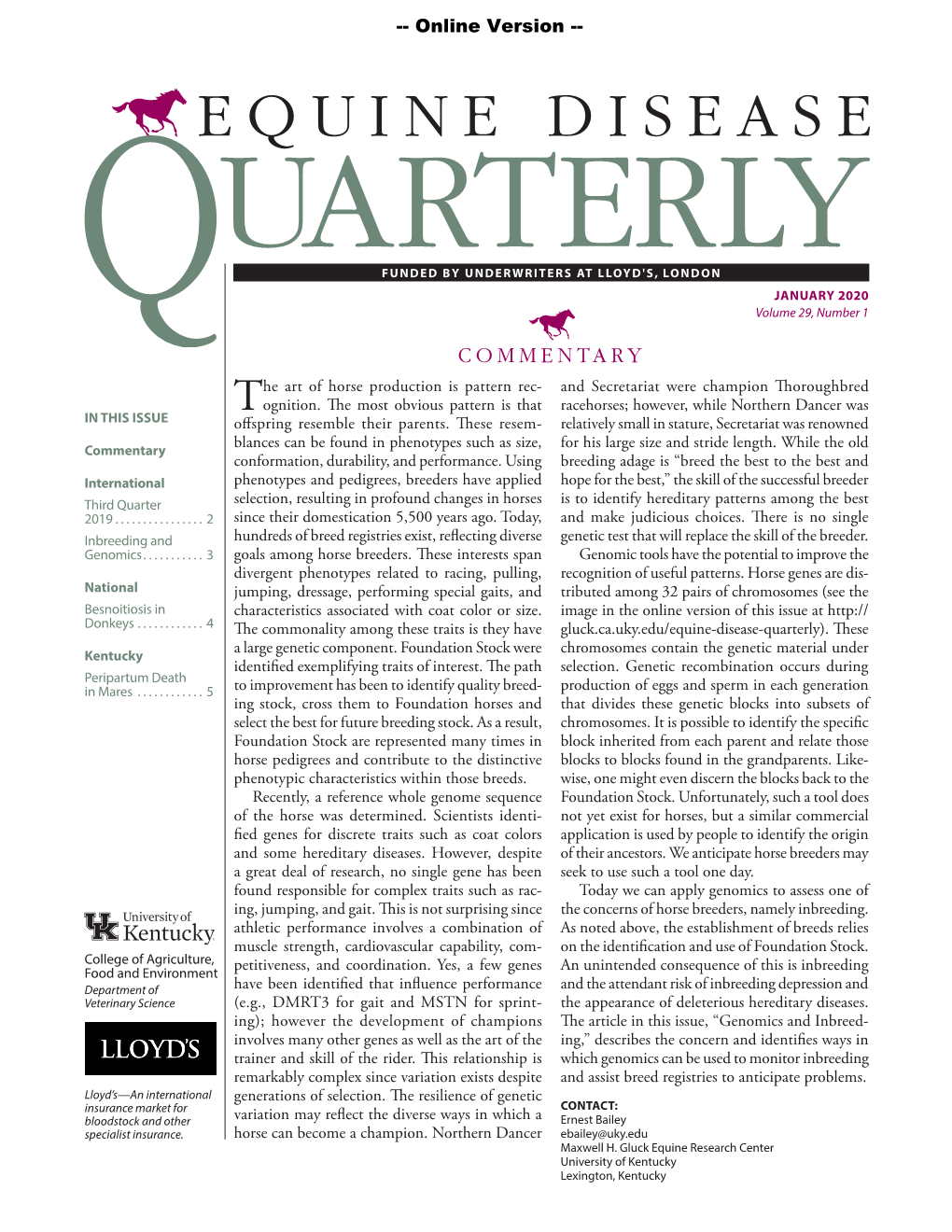 Equine Disease Quarterly