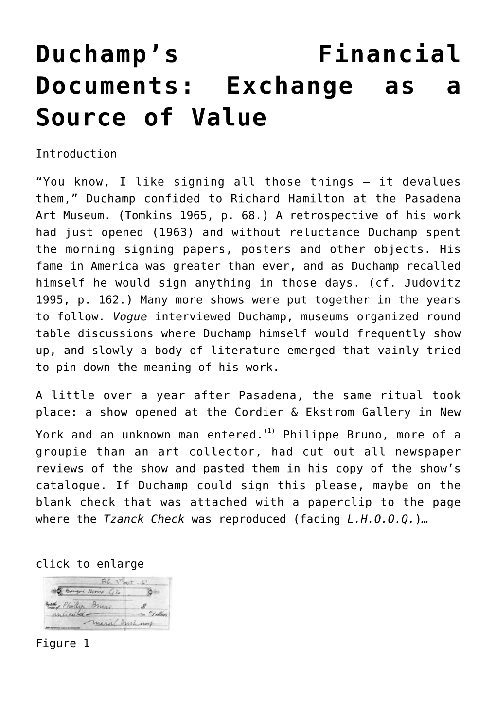 Duchamp's Financial Documents