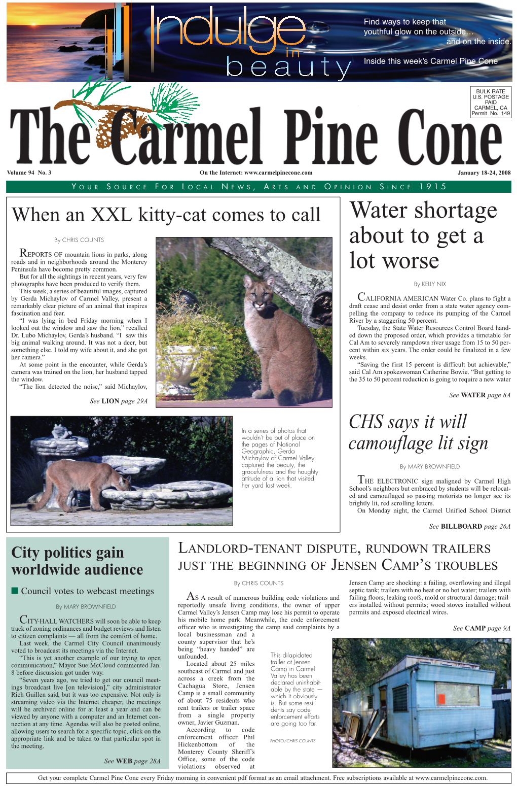 Carmel Pine Cone, January 18, 2008 (Main News)