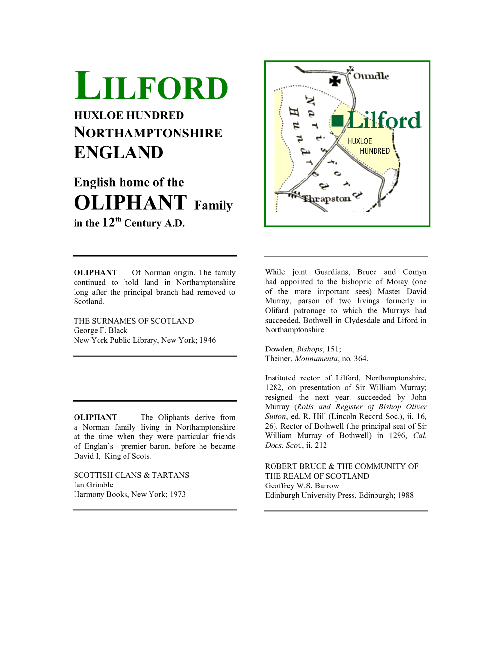 Lilford: Huxloe Hundred, England