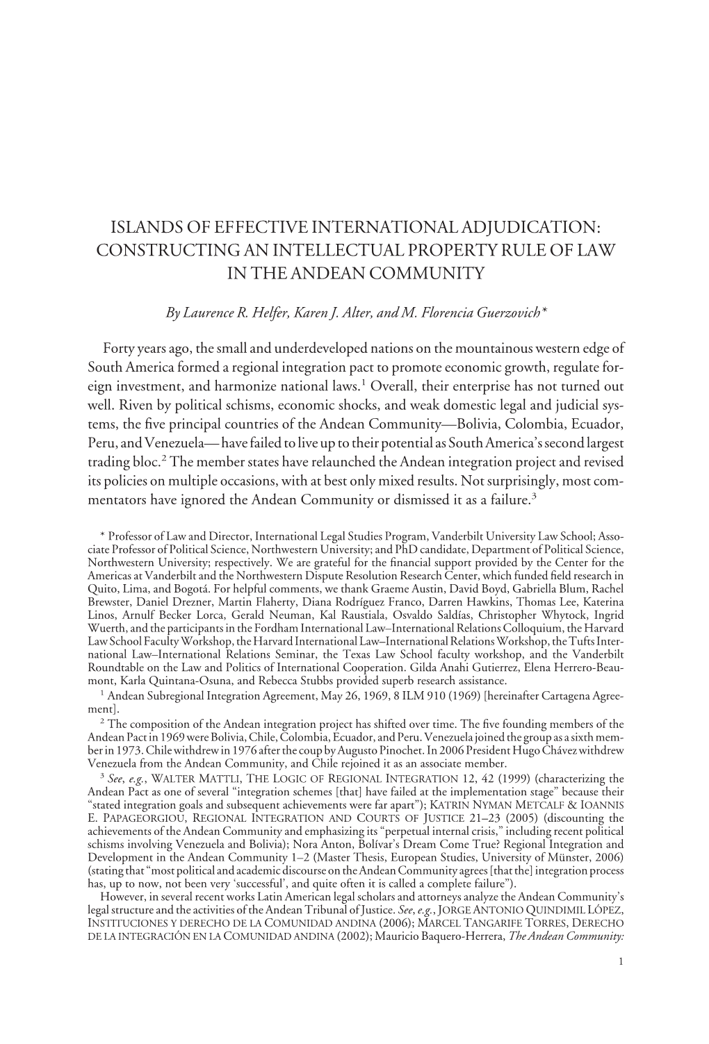 Islands of Effective International Adjudication: Constructing an Intellectual Property Rule of Law in the Andean Community