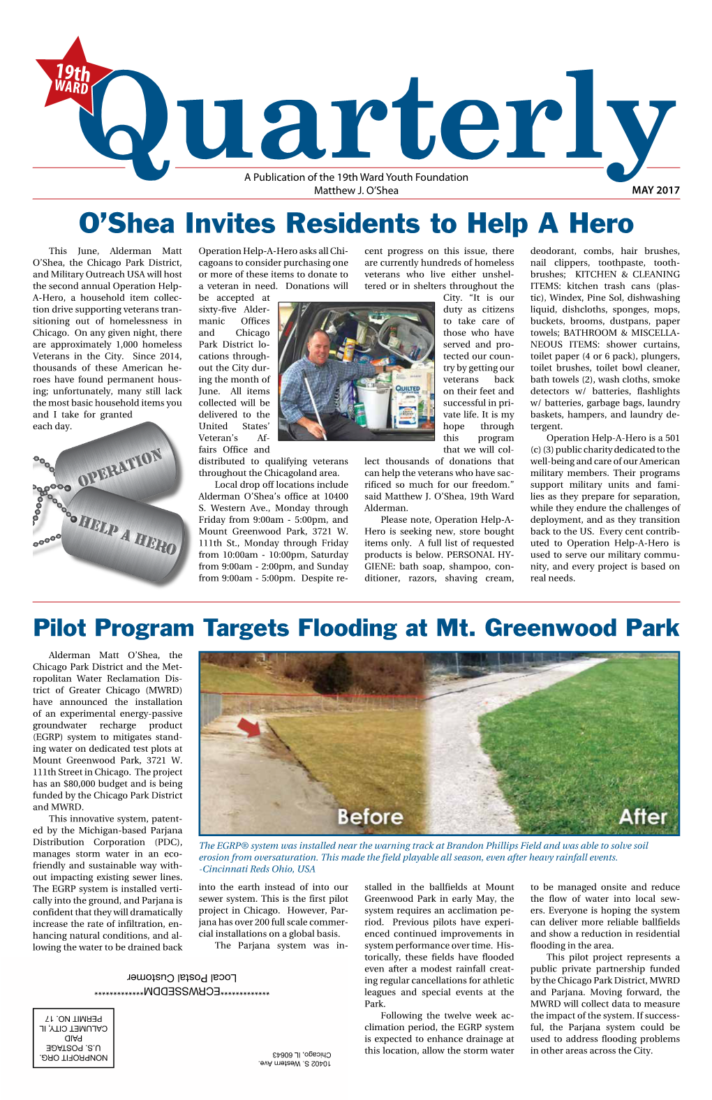 O'shea Invites Residents to Help a Hero