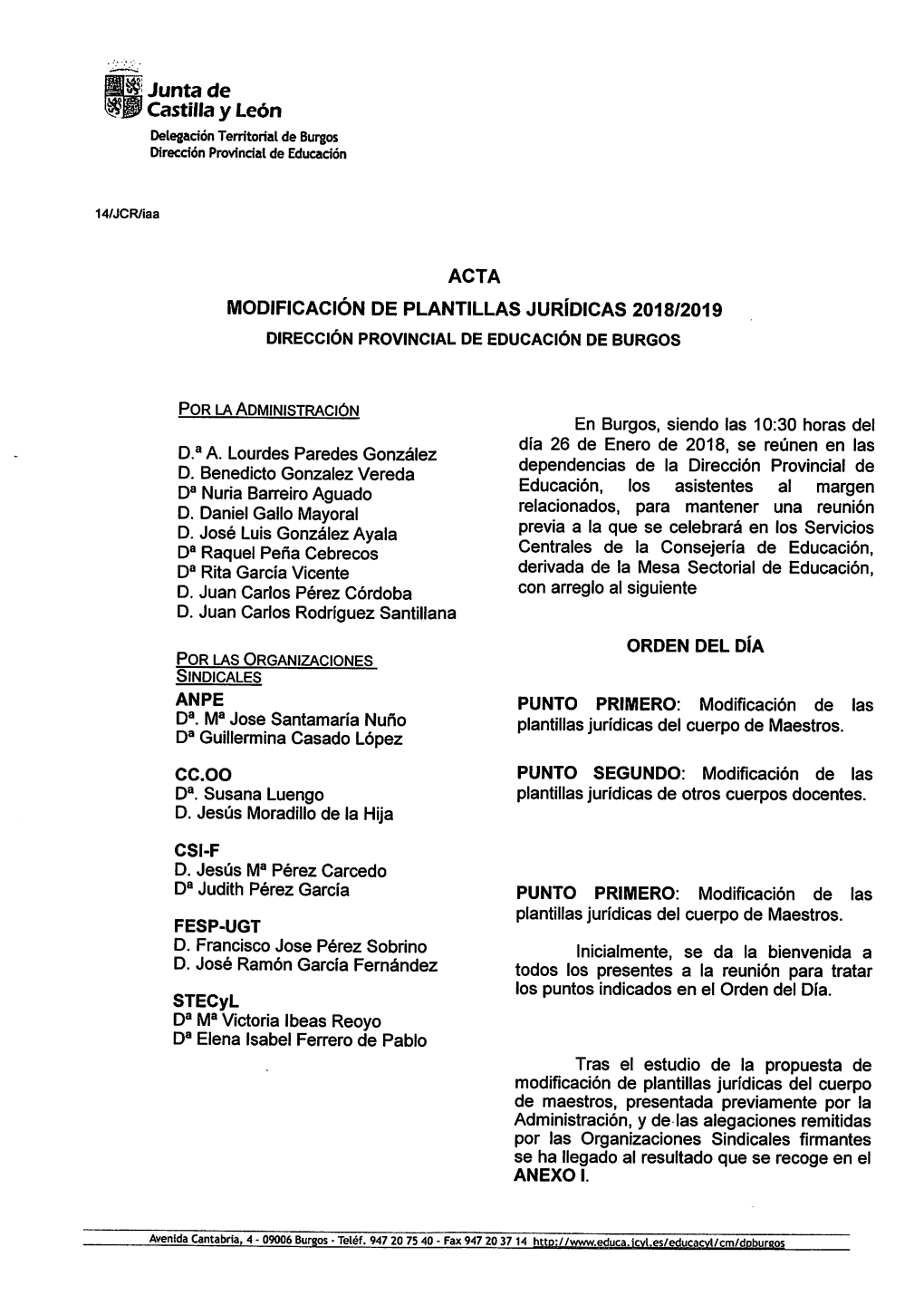 É Junta De Castilla Y León Delegación Terrítoríal De Burgos Dtrecdón Províndal De Educadón