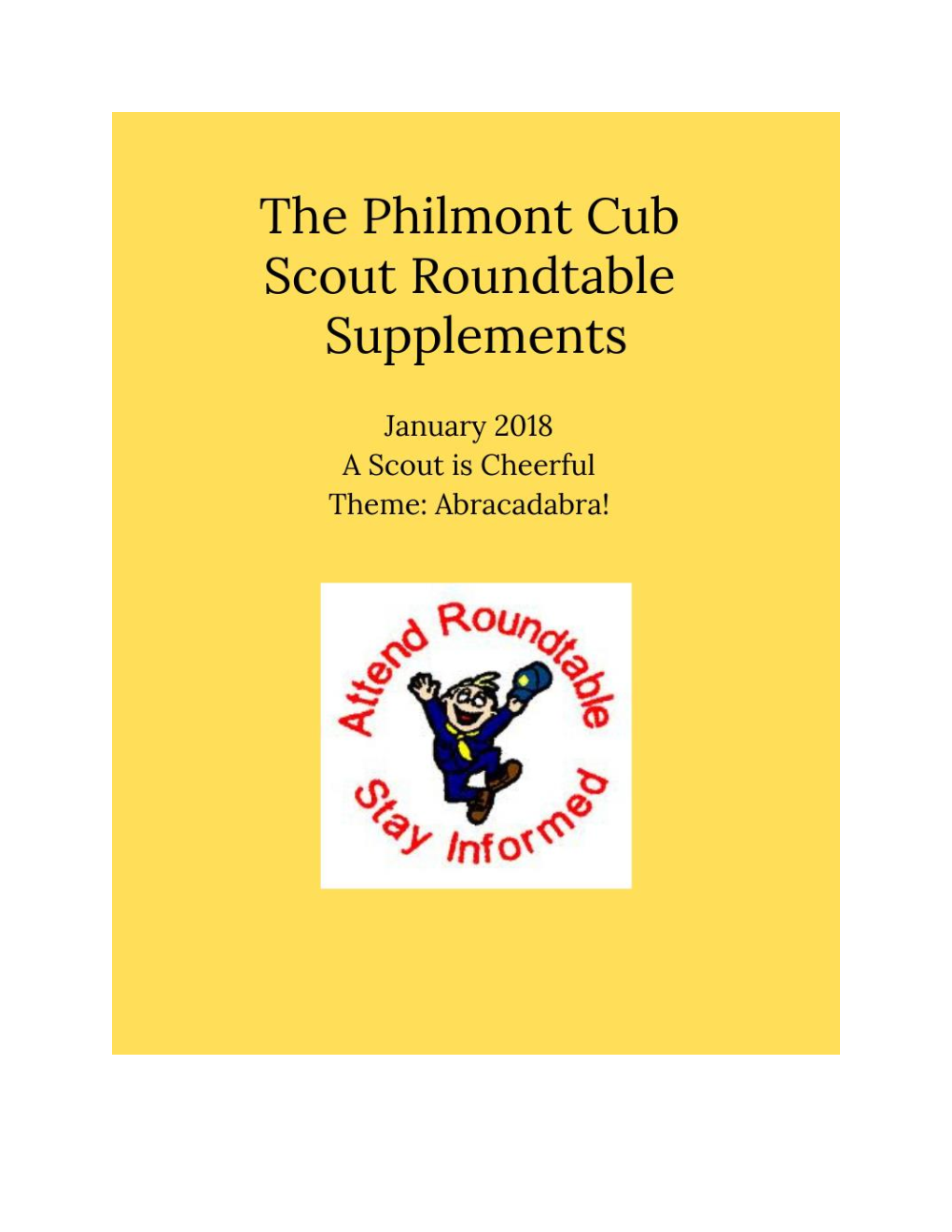 The Philmont Cub Scout Roundtable Supplements January 2018