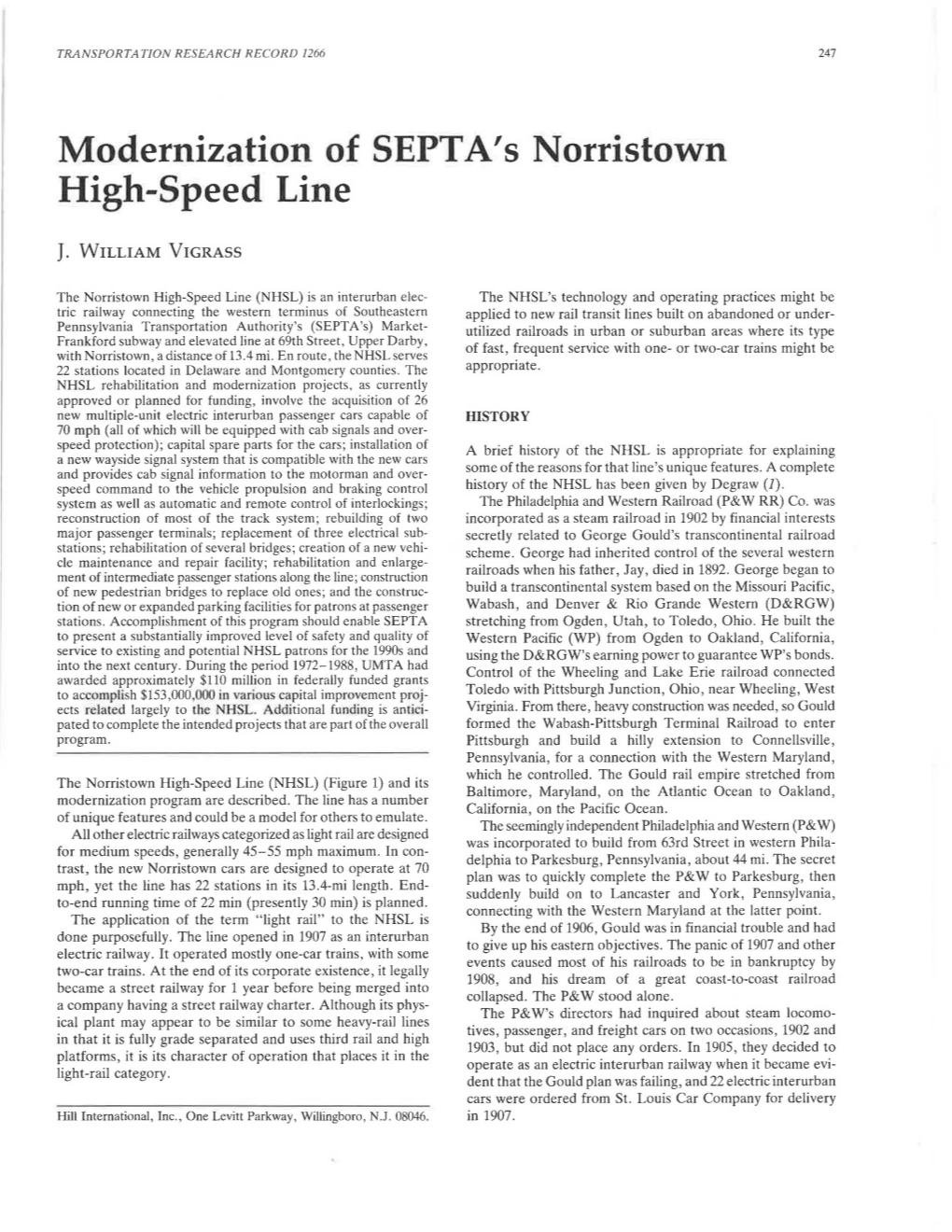 Modernization of SEPTA's Norristown High-Speed Line