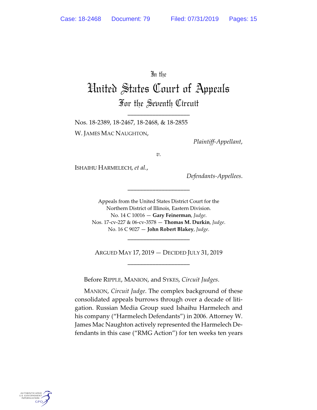 United States Court of Appeals for the Seventh Circuit ______Nos