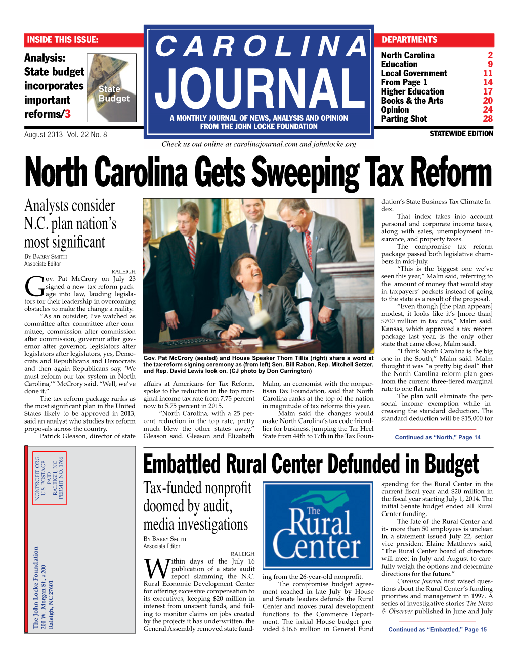 North Carolina Gets Sweeping Tax Reform Dation’S State Business Tax Climate In- Dex