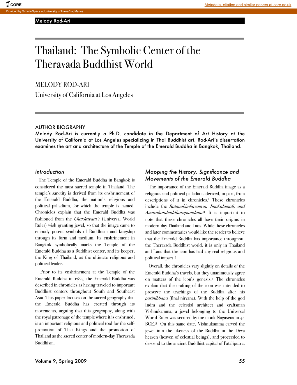 Thailand: the Symbolic Center of the Theravada Buddhist World