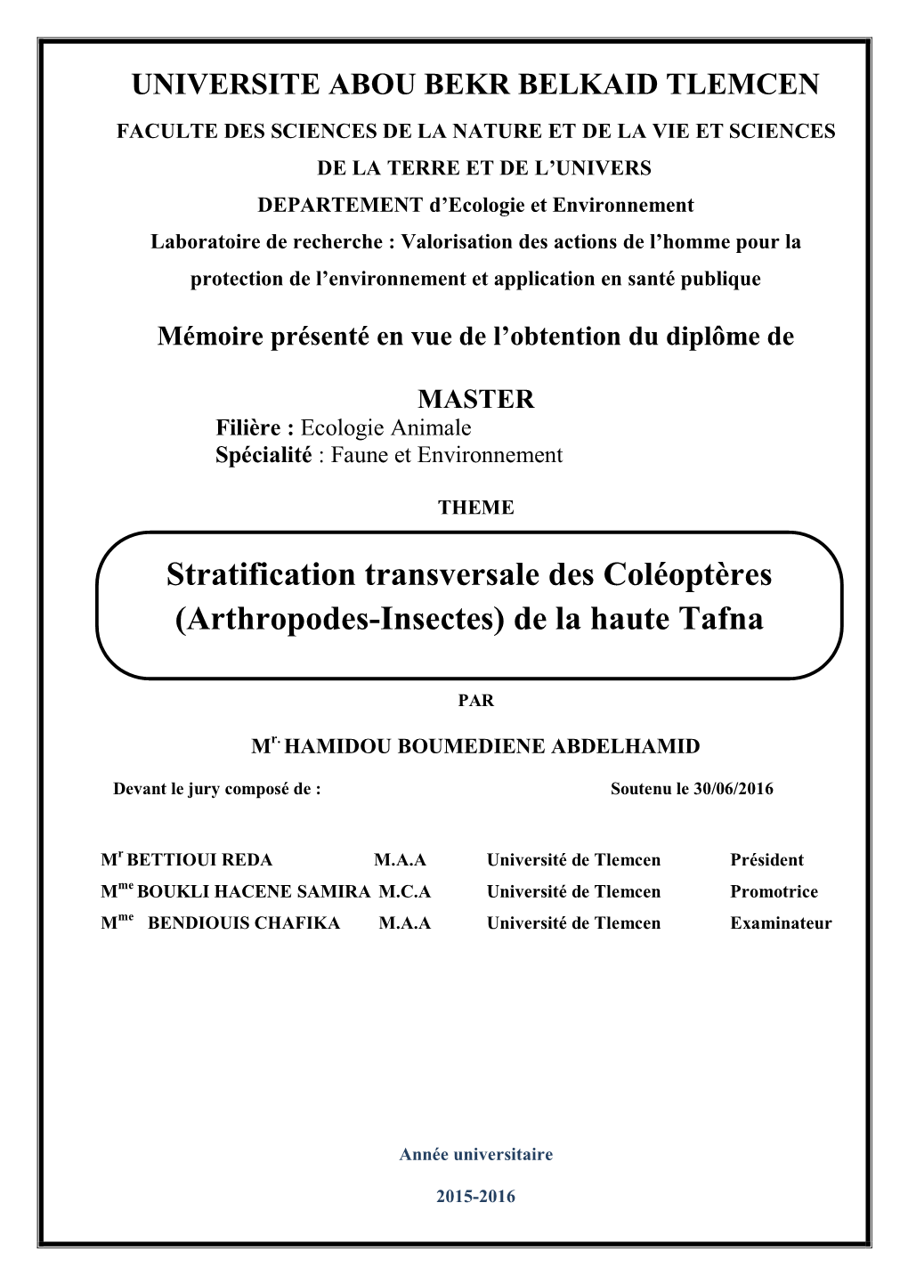 Stratification Transversale Des Coléoptères (Arthropodes-Insectes)