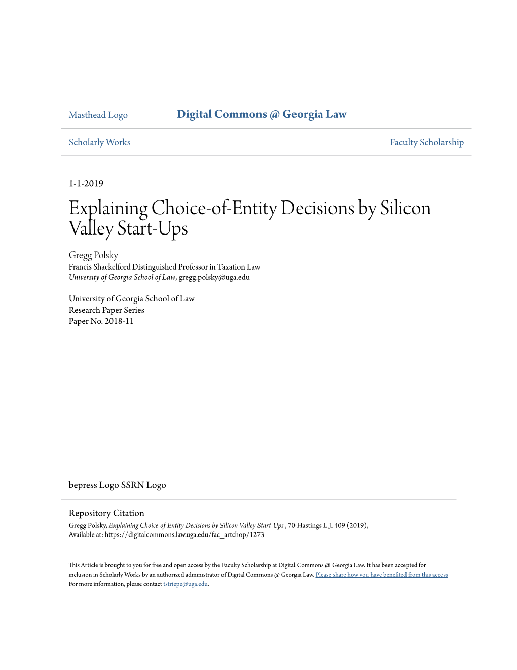 Explaining Choice-Of-Entity Decisions by Silicon Valley Start-Ups