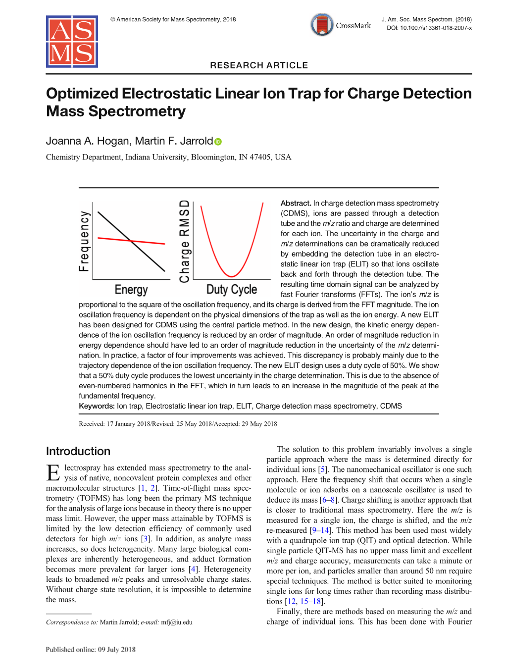 J. A. Hogan, M. F. Jarrold, Optimized Electrostatic Linear Ion Trap For