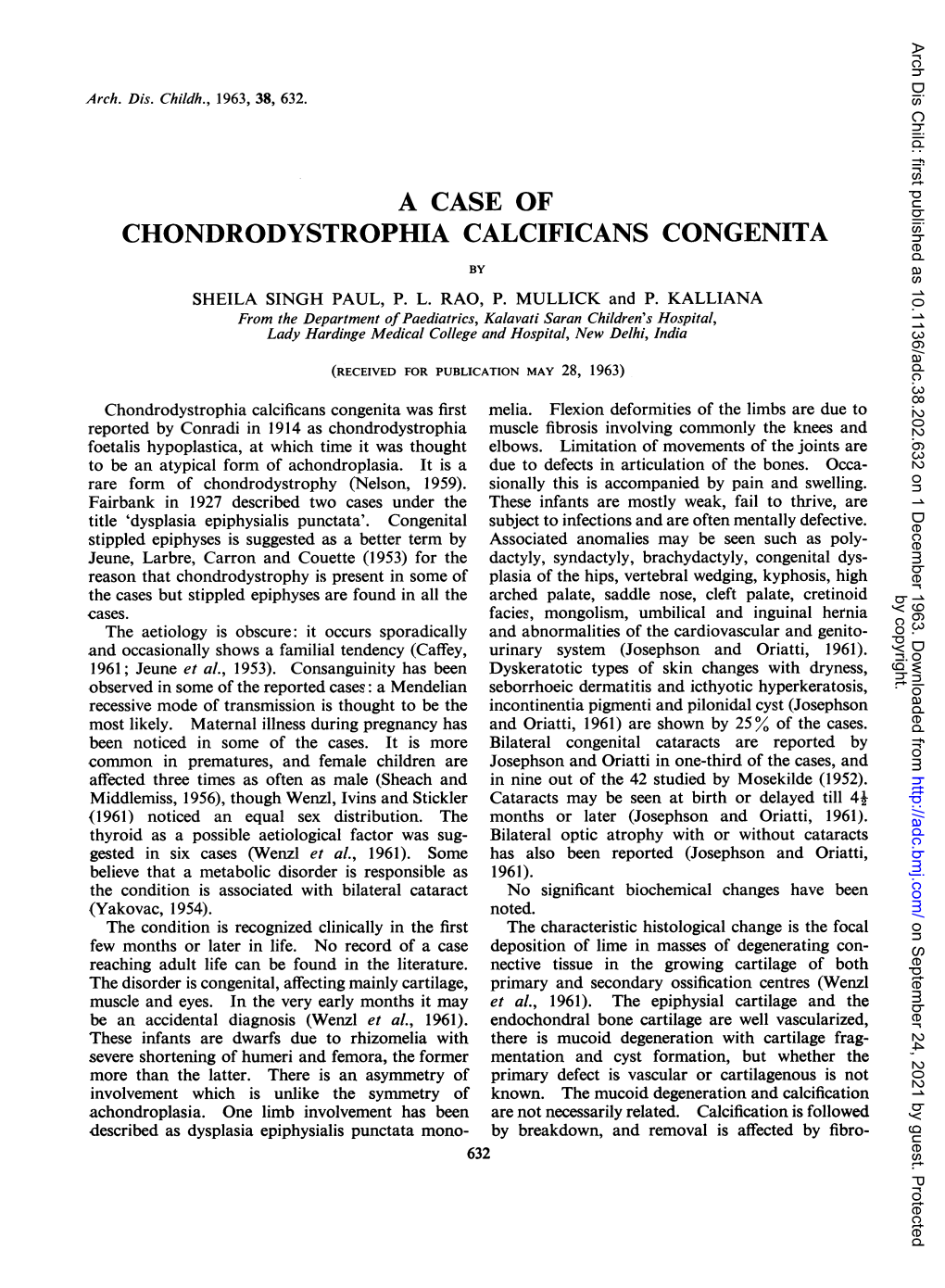 A Case of Chondrodystrophia Calcificans Congenita