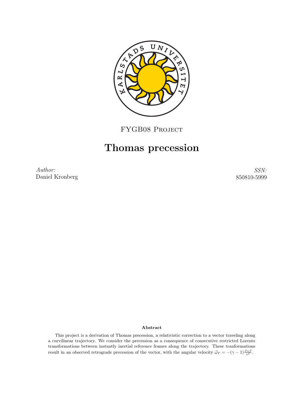 Thomas Precession