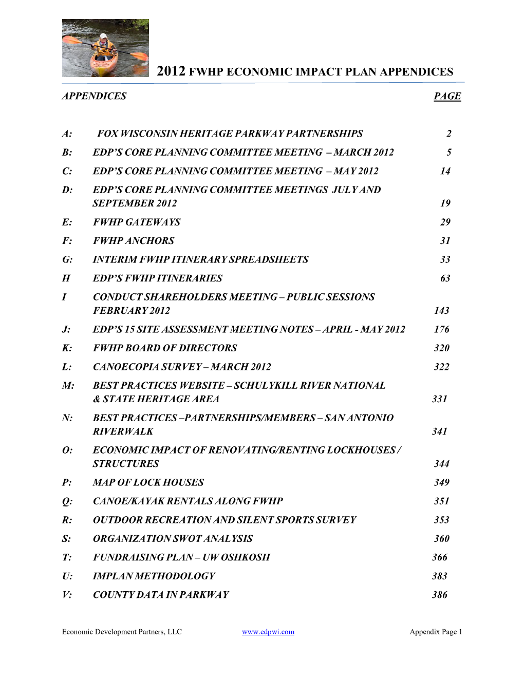 2012 Fwhp Economic Impact Plan Appendices