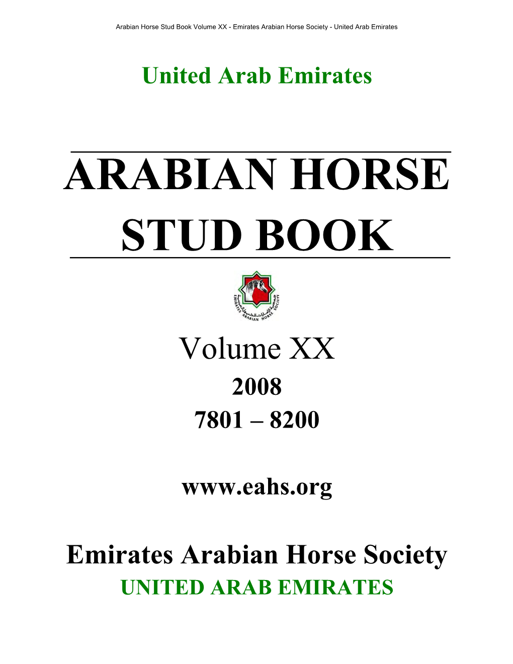 UAE Arabian Horse St