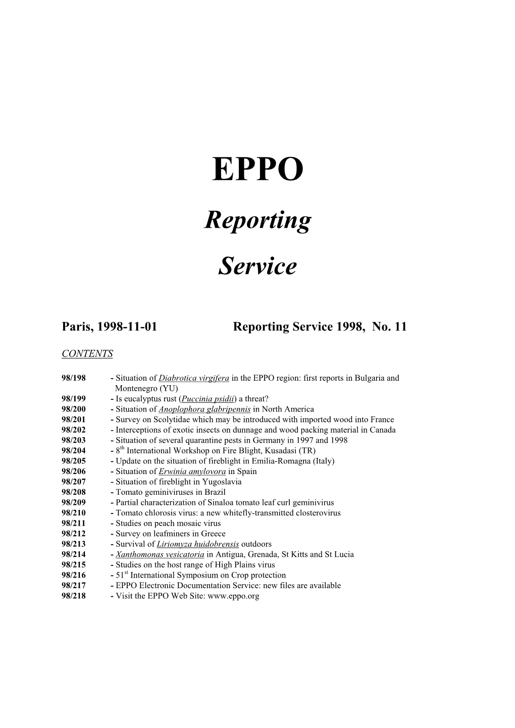 Reporting Service 1998, No