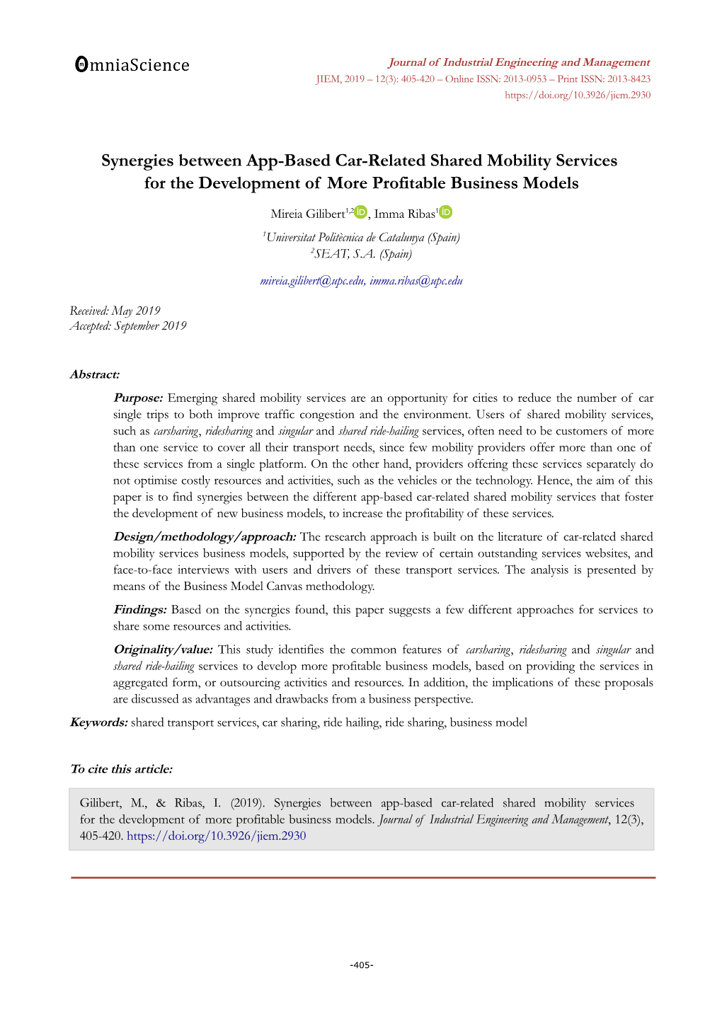 Synergies Between App-Based Car-Related Shared Mobility Services for the Development of More Profitable Business Models