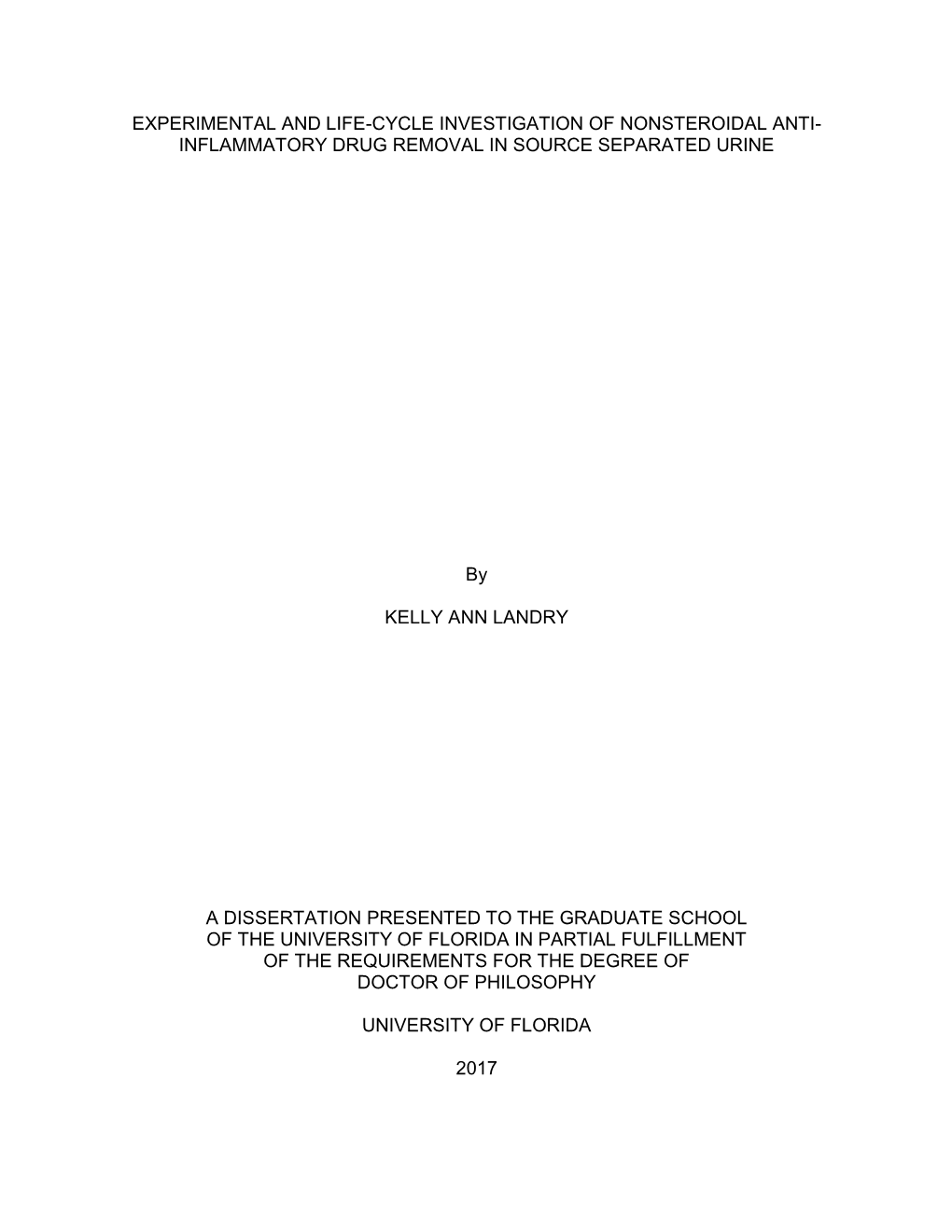 University of Florida Thesis Or Dissertation Formatting Template