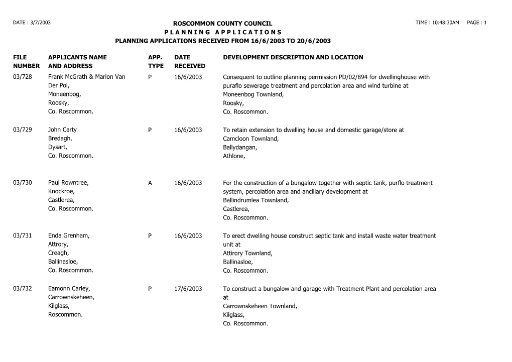 File Number Roscommon County Council