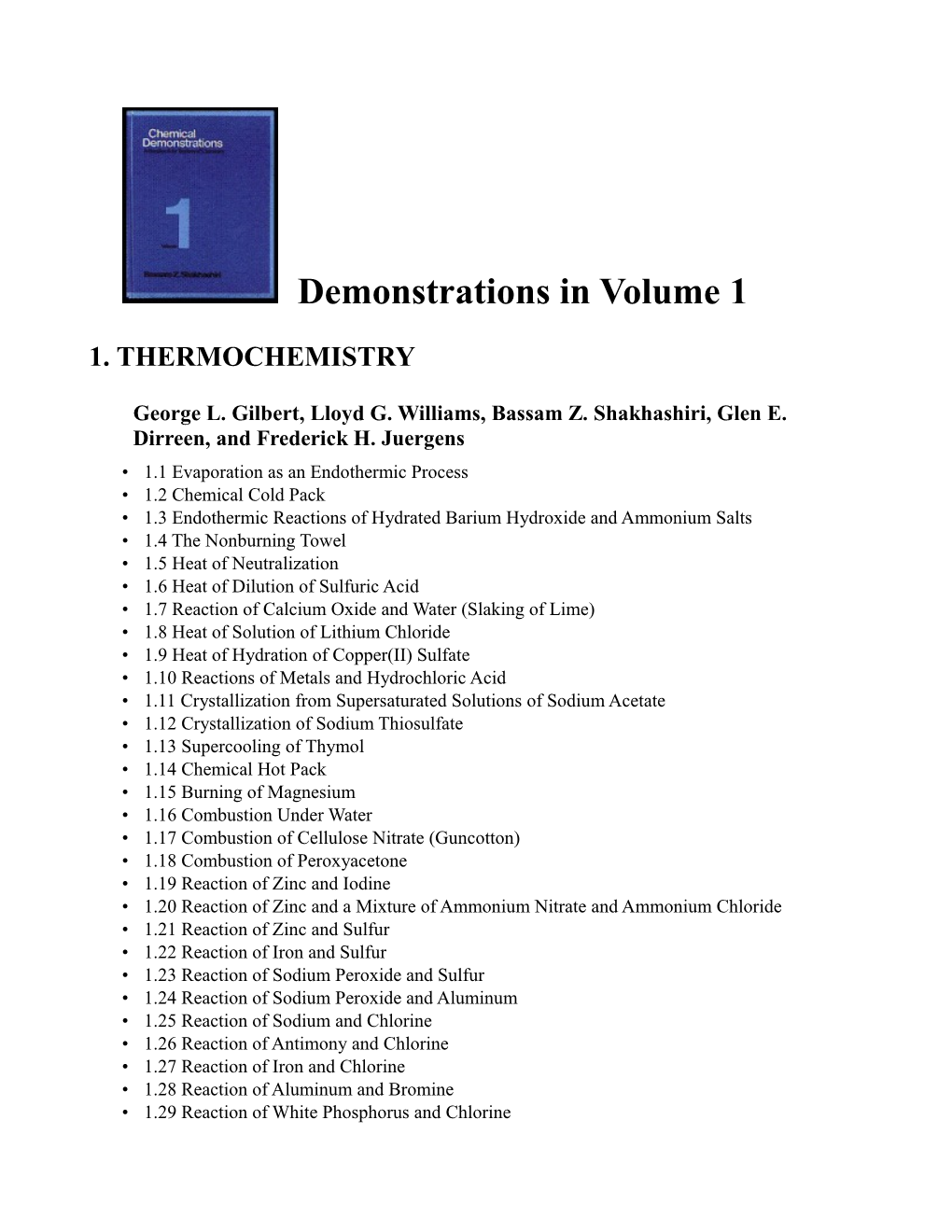 Demonstrations in Volume 1