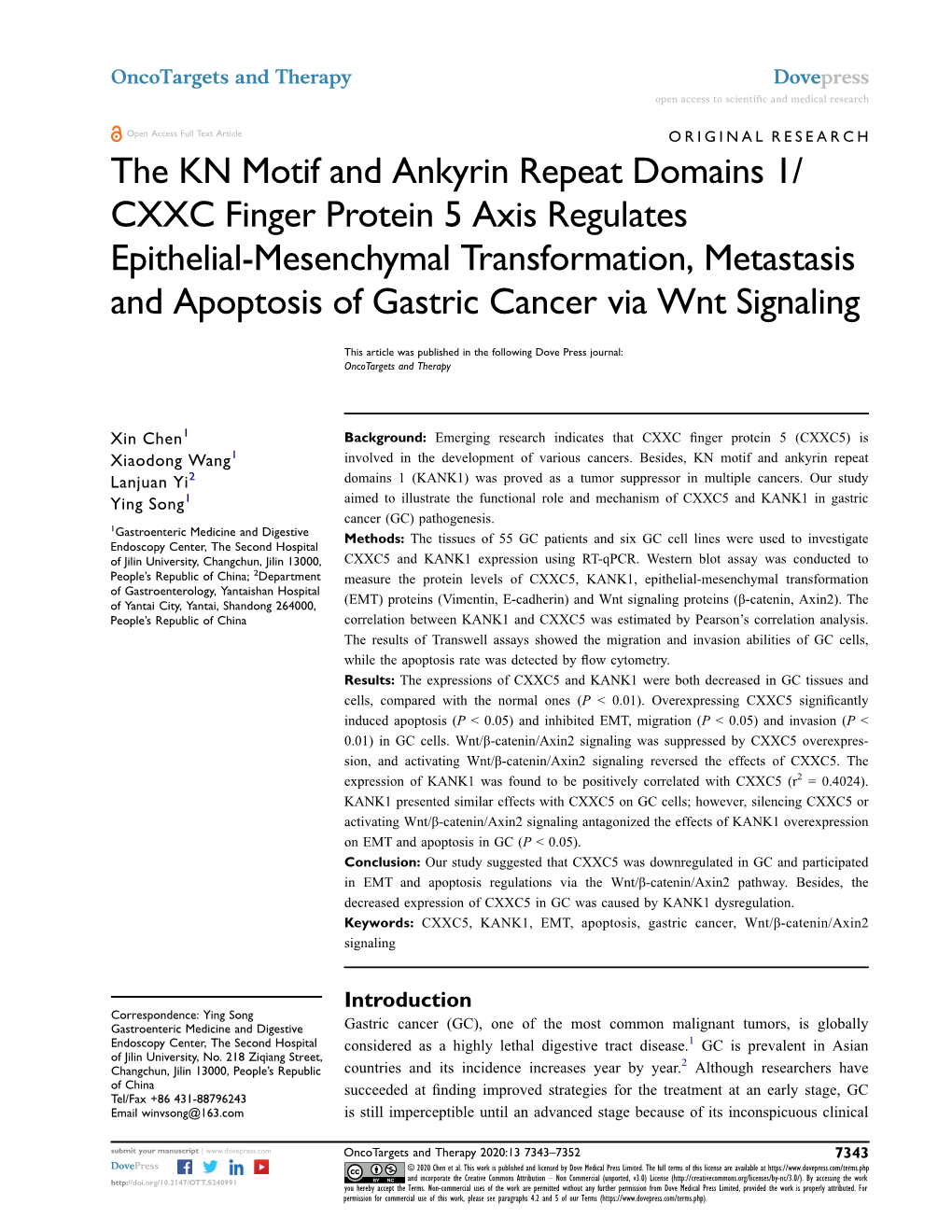 The KN Motif and Ankyrin Repeat Domains 1/ CXXC Finger Protein 5