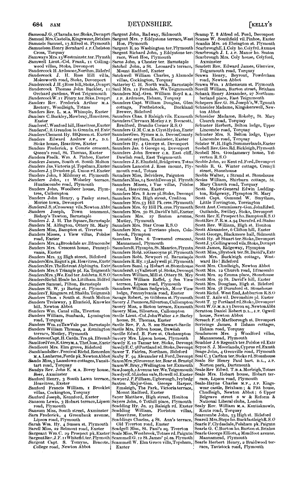 PEYONSHIRE. [KELLY's Samsonj.G.:;Clarndn.Ter.Stoke,Devnprt Sargent John, Radway, Sidmouth Scamp T