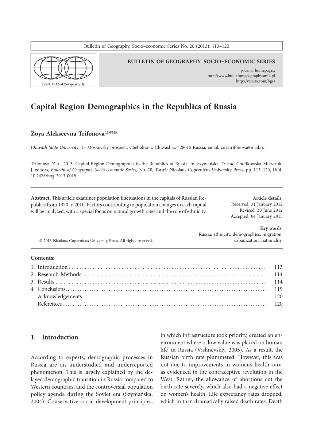 Capital Region Demographics in the Republics of Russia