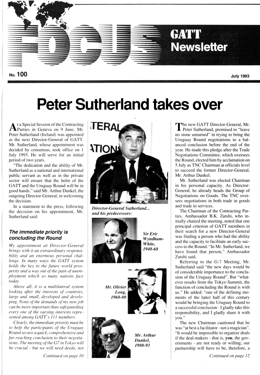 Peter Sutherland Takes Over