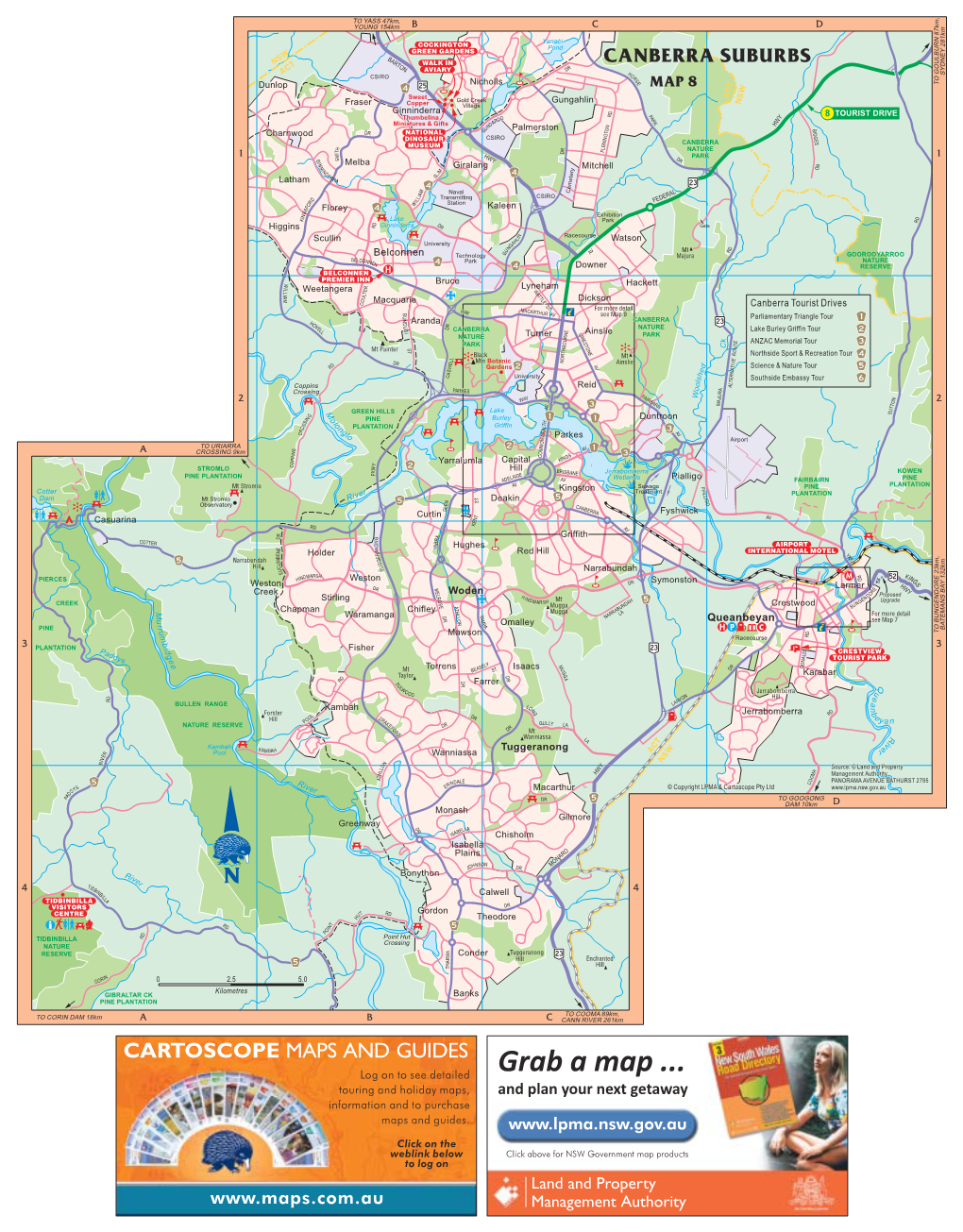 CANBERRA SUBURBS NSW WALK in ACT AVIARY DR CSIRO SYDNEY 281Km Dunlop Nicholls MAP 8 to GOULBURN 87Km