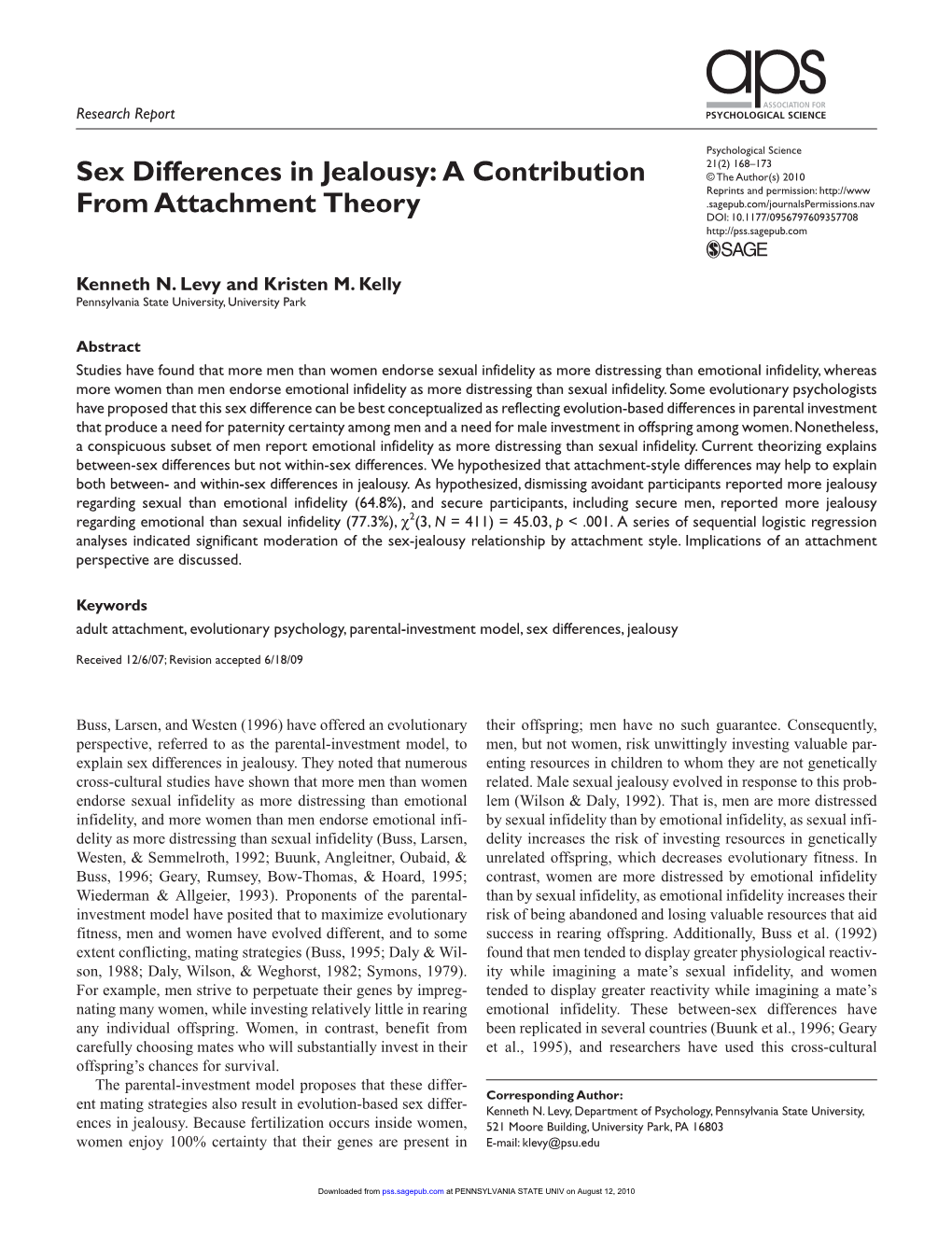 Sex Differences in Jealousy: a Contribution from Attachment Theory
