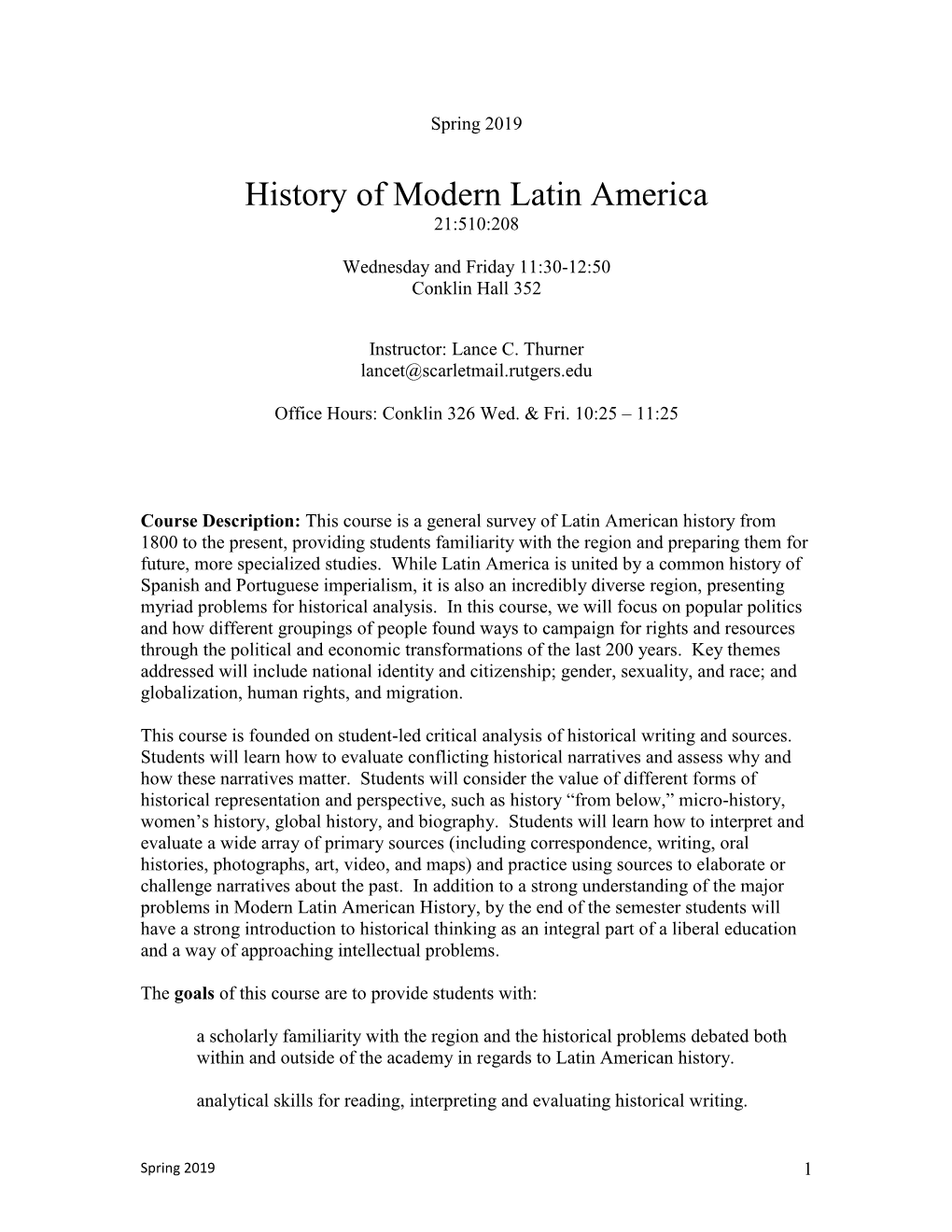 History of Modern Latin America 21:510:208