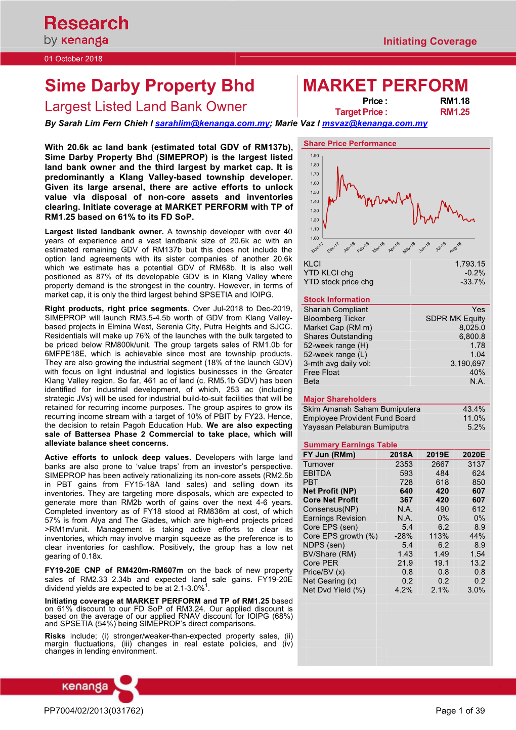 Sime Darby Property Bhd MARKET PERFORM