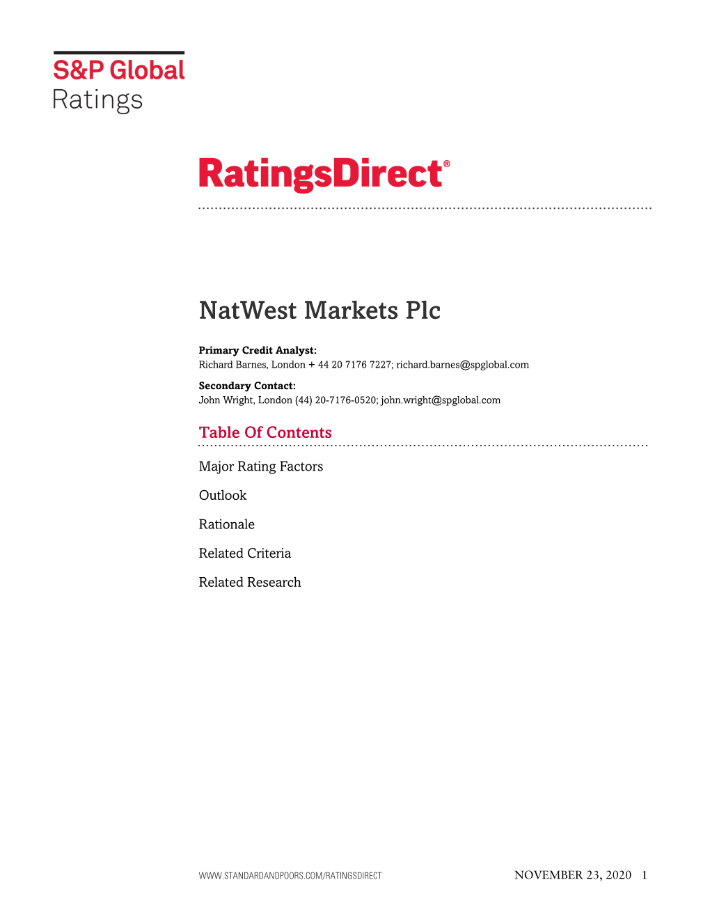 Natwest Markets Plc