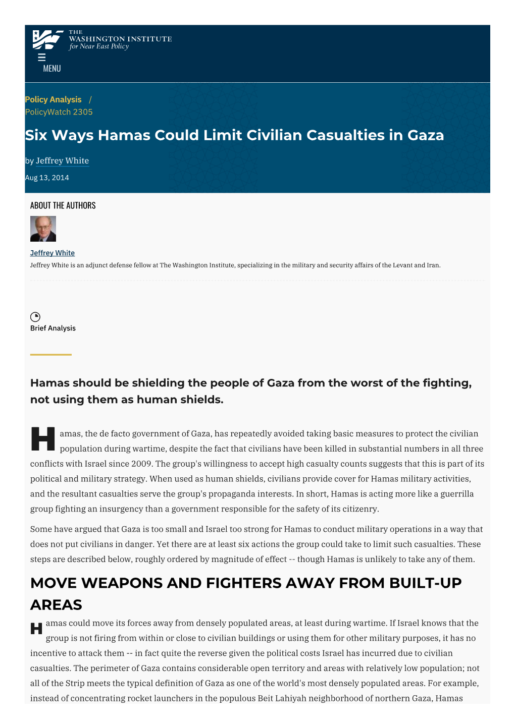 Six Ways Hamas Could Limit Civilian Casualties in Gaza | The