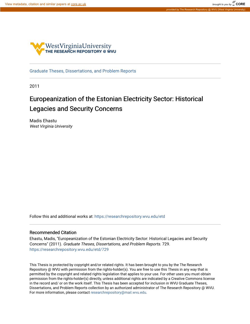 Europeanization of the Estonian Electricity Sector: Historical Legacies and Security Concerns