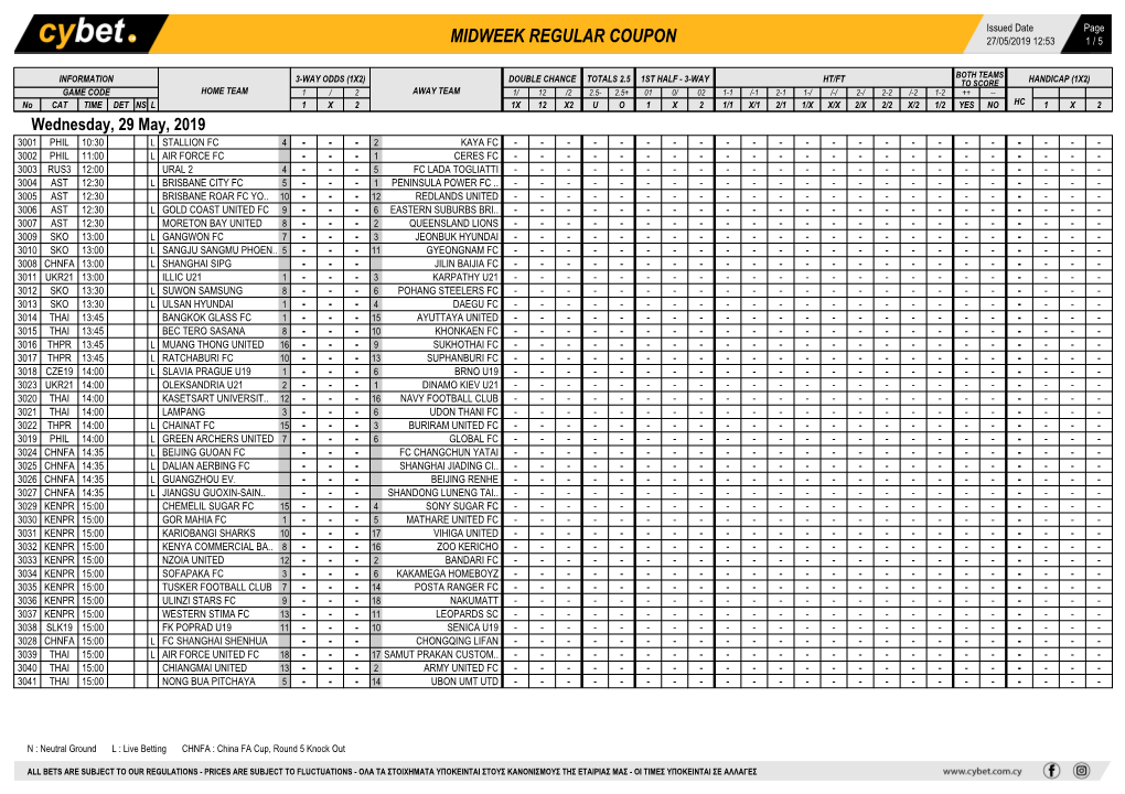 Midweek Regular Coupon 27/05/2019 12:53 1 / 5