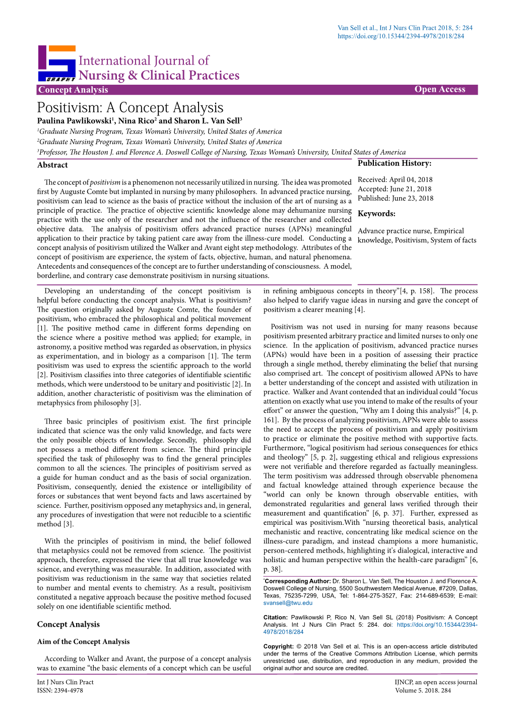 Positivism: a Concept Analysis International Journal of Nursing