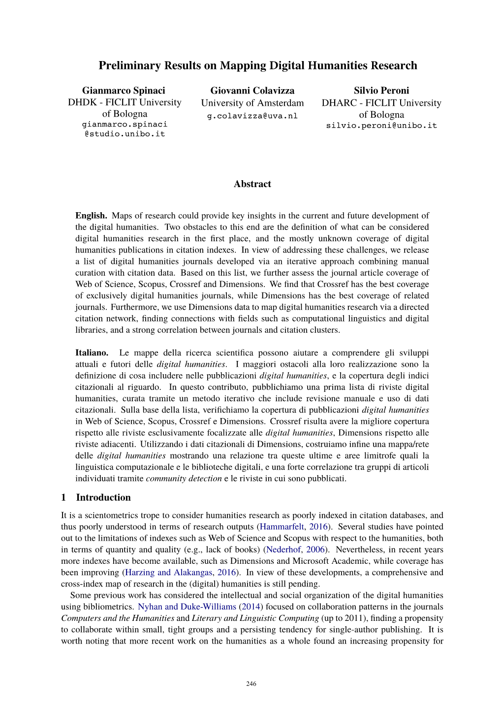 Preliminary Results on Mapping Digital Humanities Research