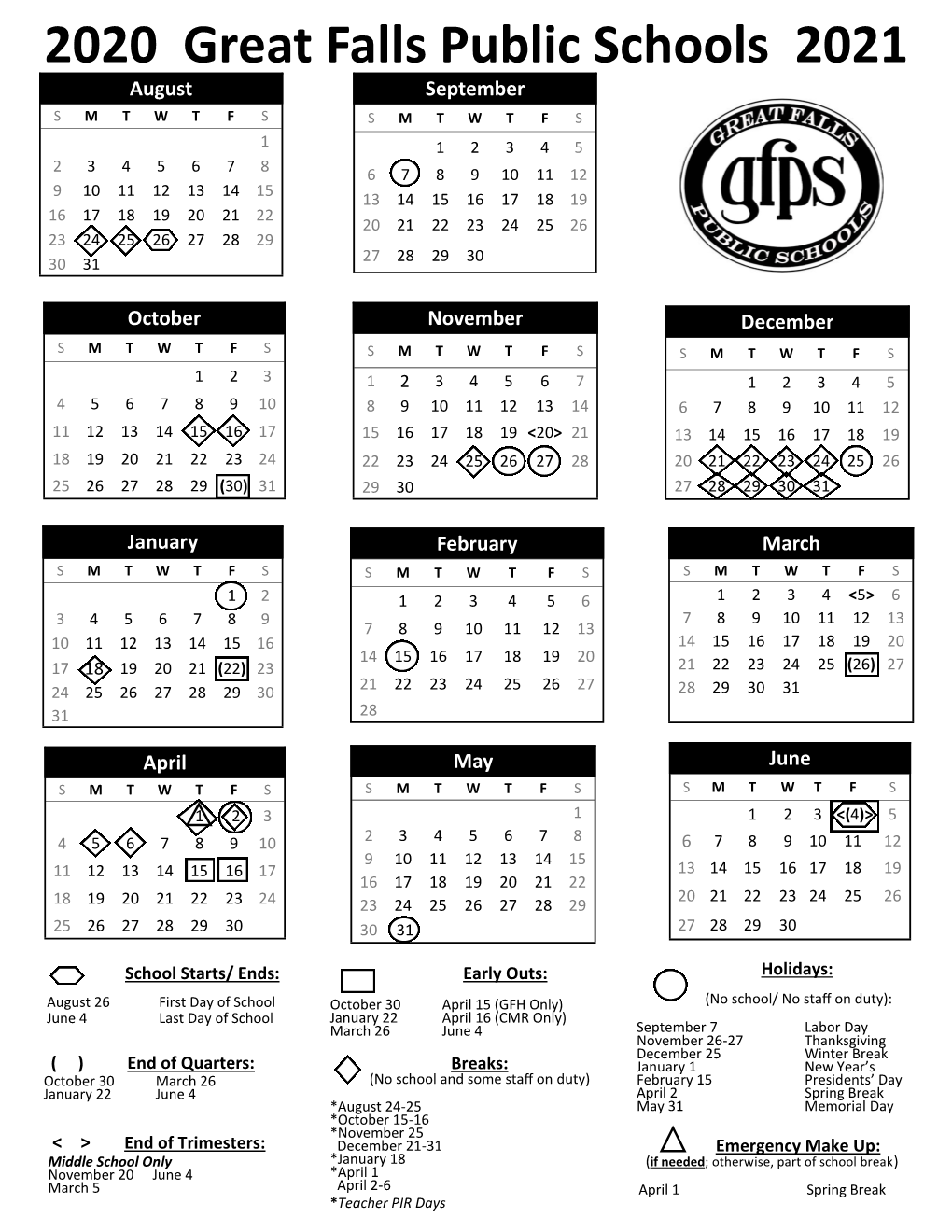 2020-21 School Calendar