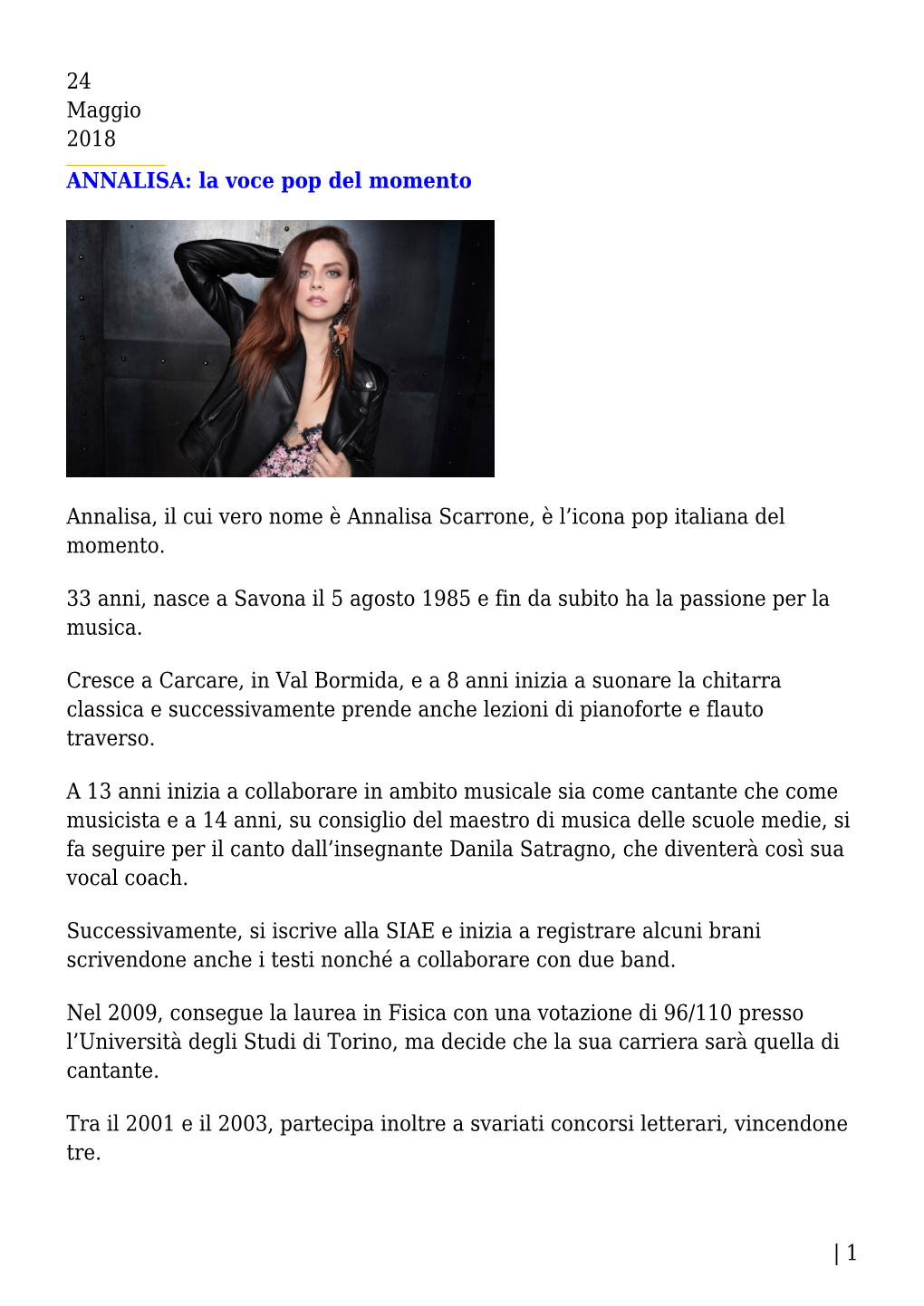 ANNALISA: La Voce Pop Del Momento