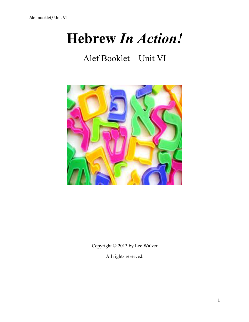 Hebrew in Action! Alef Booklet – Unit VI